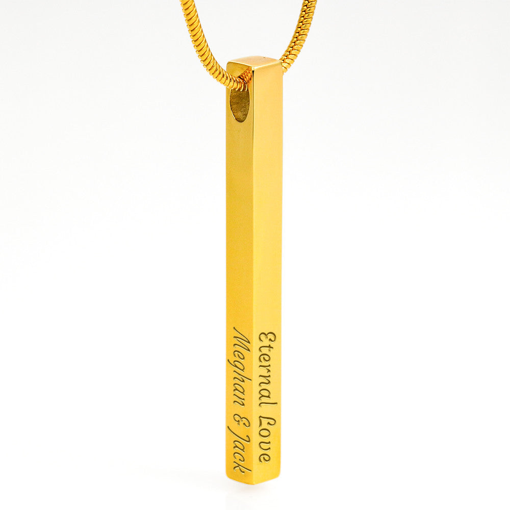 Personalized Engravable Stainless Steel or Gold Vertical Bar Necklace Jewelry