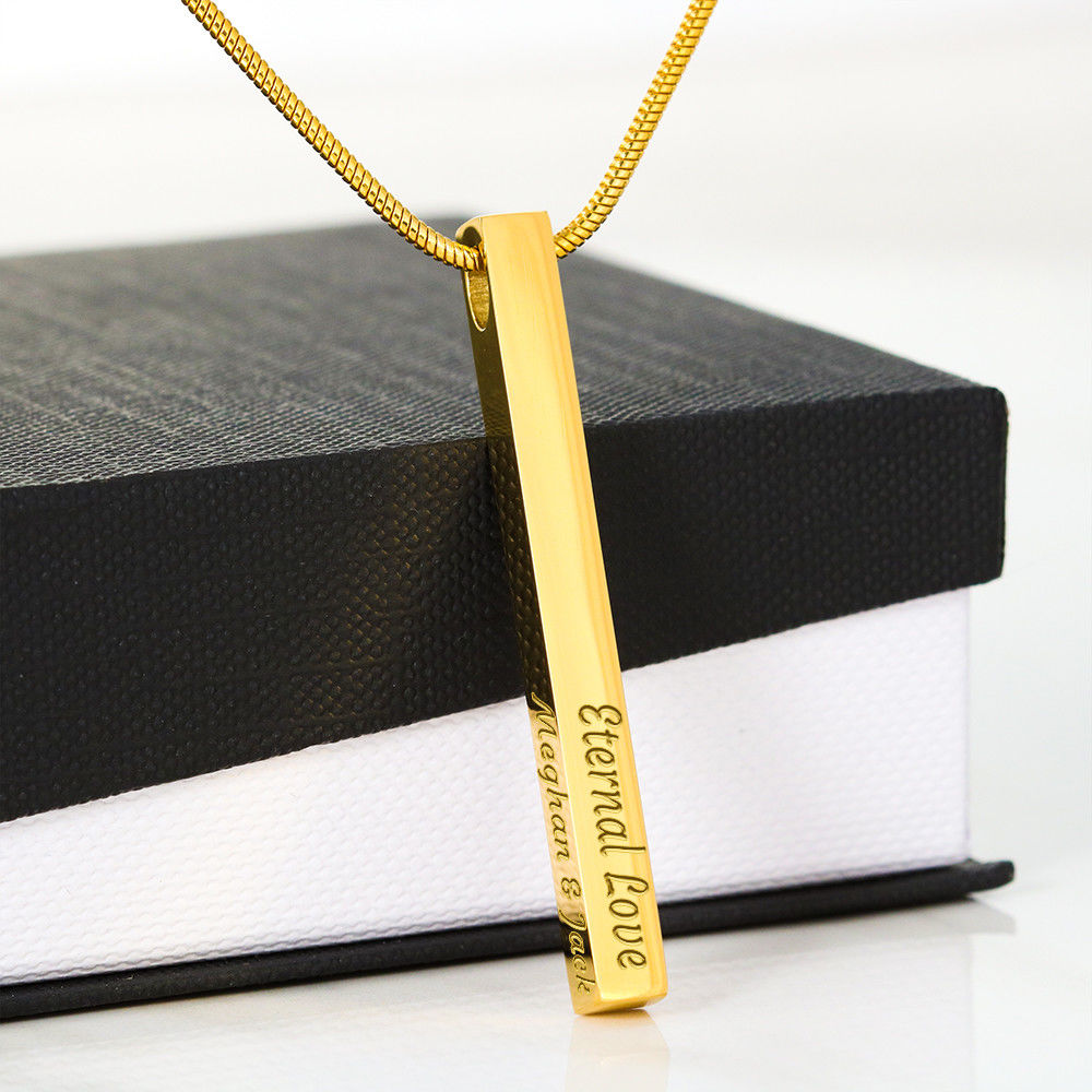 Personalized Engravable Stainless Steel or Gold Vertical Bar Necklace Jewelry