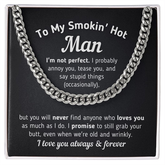 Gift for Him "Even When We're Old and Wrinkly" Necklace Jewelry Stainless Steel Cuban Link Chain Two-Toned Gift Box