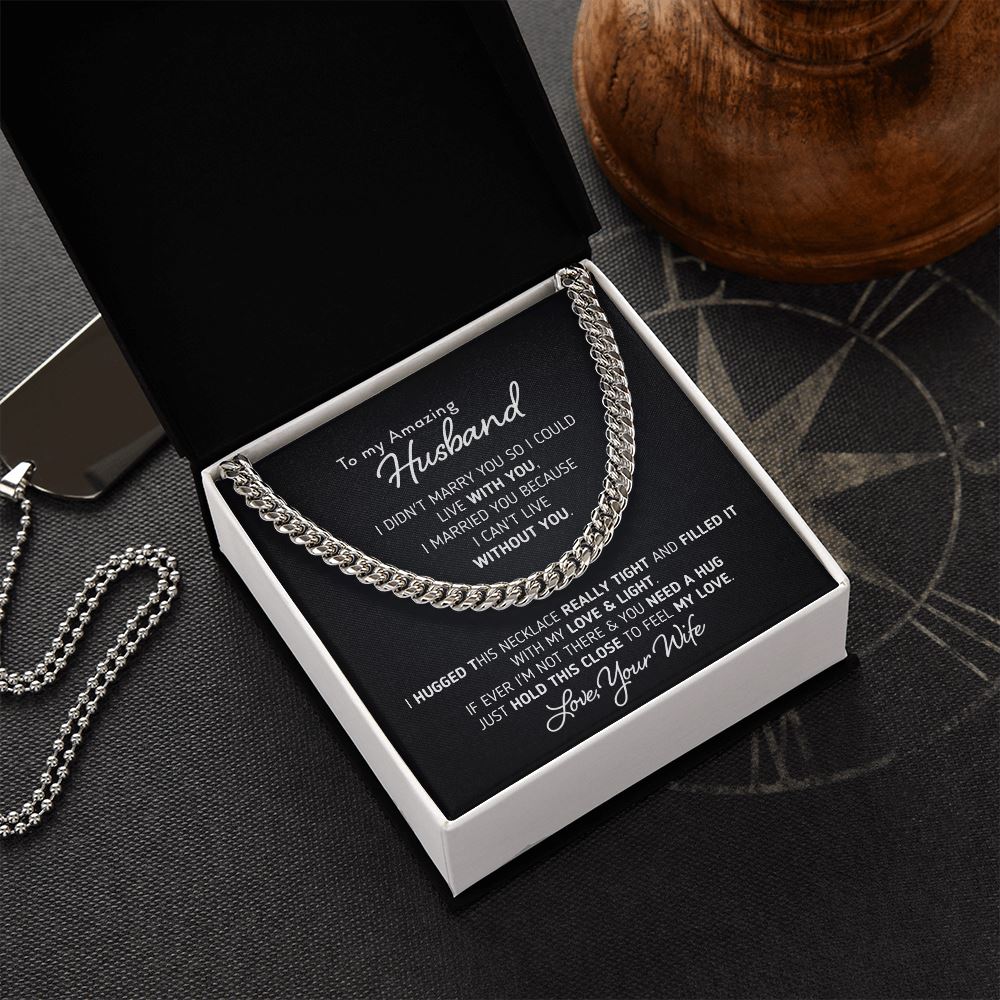 Gift for Husband "I Can't Live Without You" Necklace Jewelry