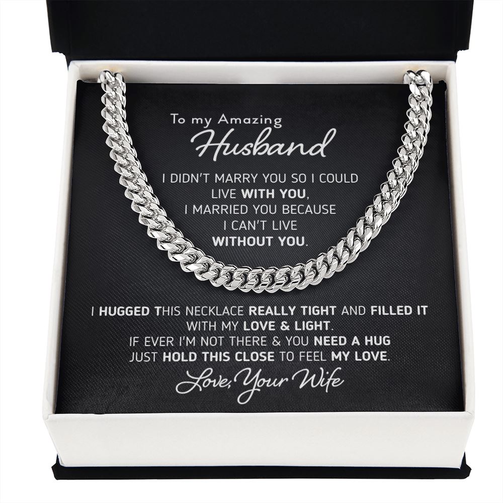 Gift for Husband "I Can't Live Without You" Necklace Jewelry