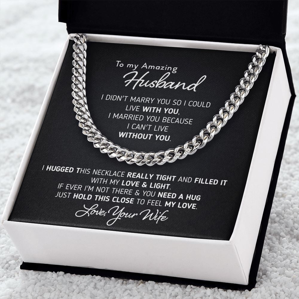 Gift for Husband "I Can't Live Without You" Necklace Jewelry