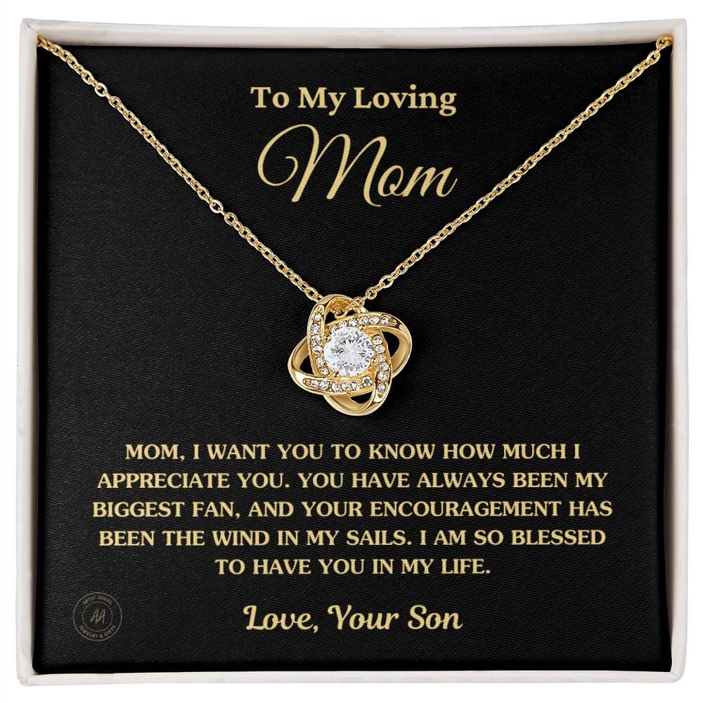 To Mom From Son - 5 Amazon Love Knot Necklace Jewelry 18K Yellow Gold Finish Two-Toned Gift Box