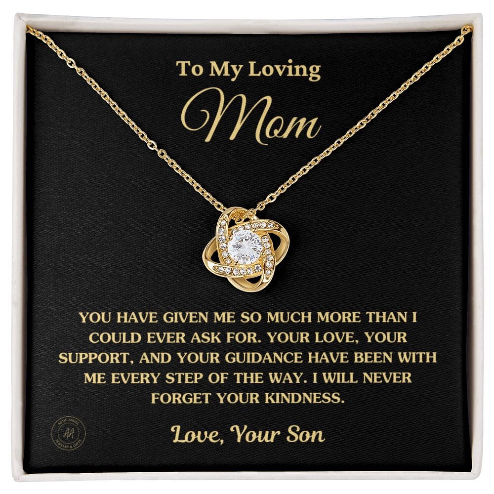 Gift for Mom From Son - "I Will Never Forget Your Kindness" Necklace Jewelry 18K Yellow Gold Finish Two-Toned Gift Box