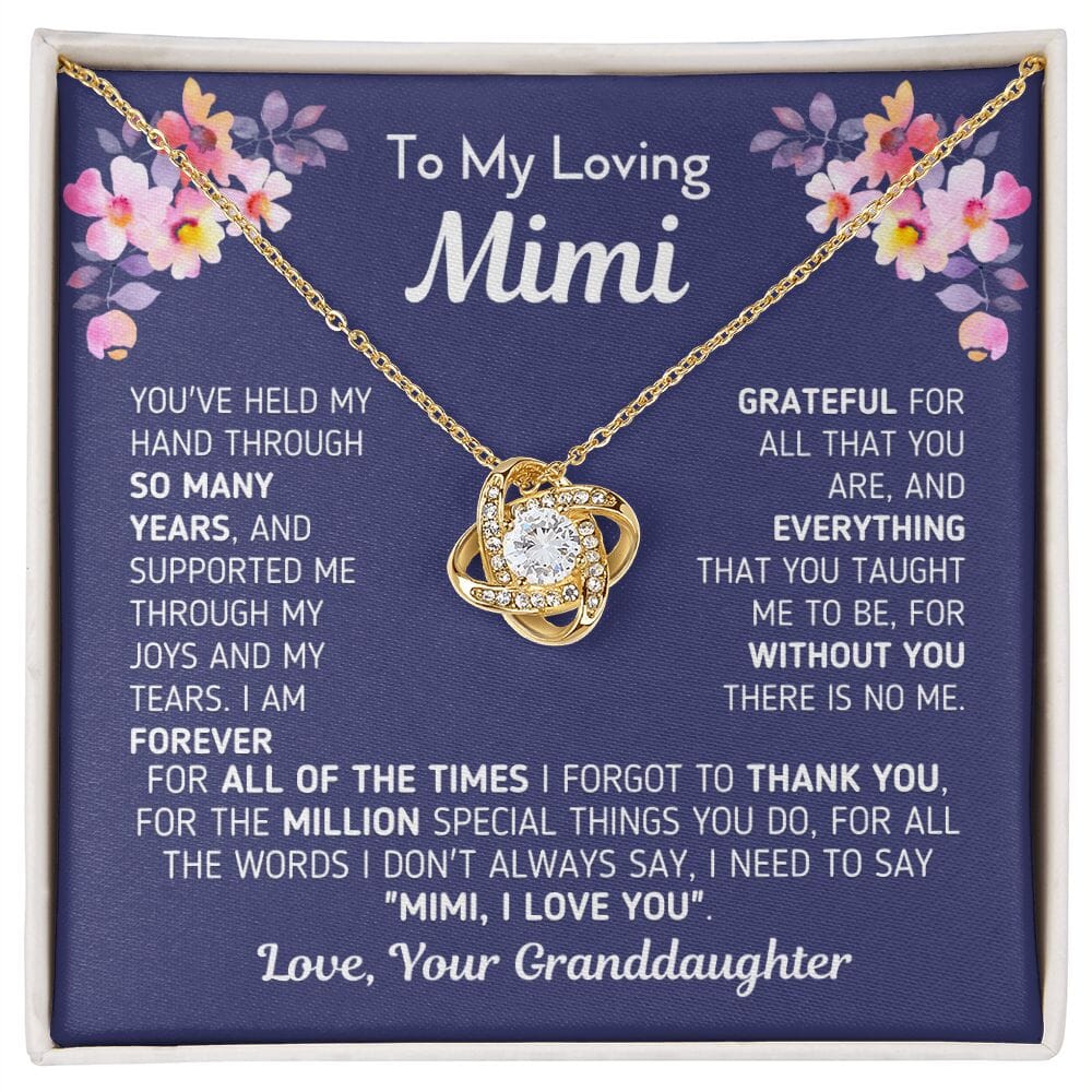 Gift for Mimi From Granddaughter "Without You There Is No Me" Necklace Jewelry 18K Yellow Gold Finish Two-Toned Gift Box