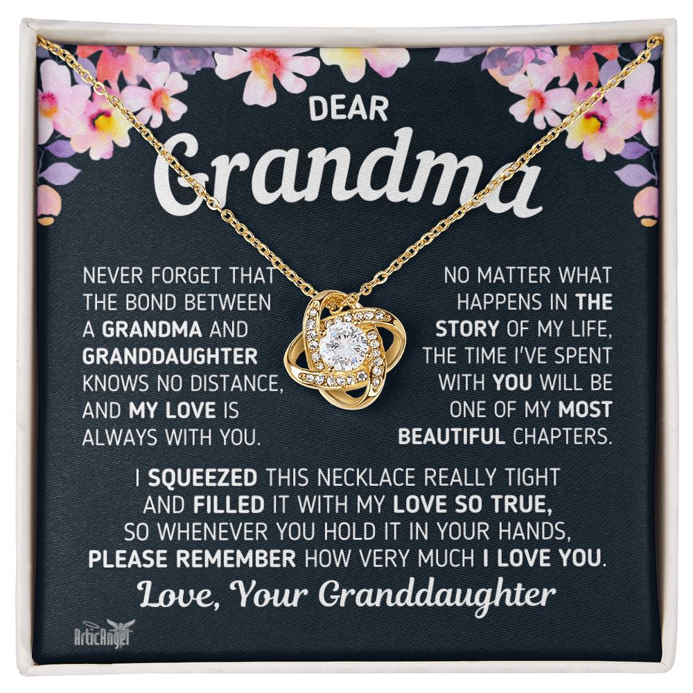 Gift For Grandma "The Bond Between a Grandma and Granddaughter" Necklace Jewelry 18K Yellow Gold Finish Two-Toned Gift Box