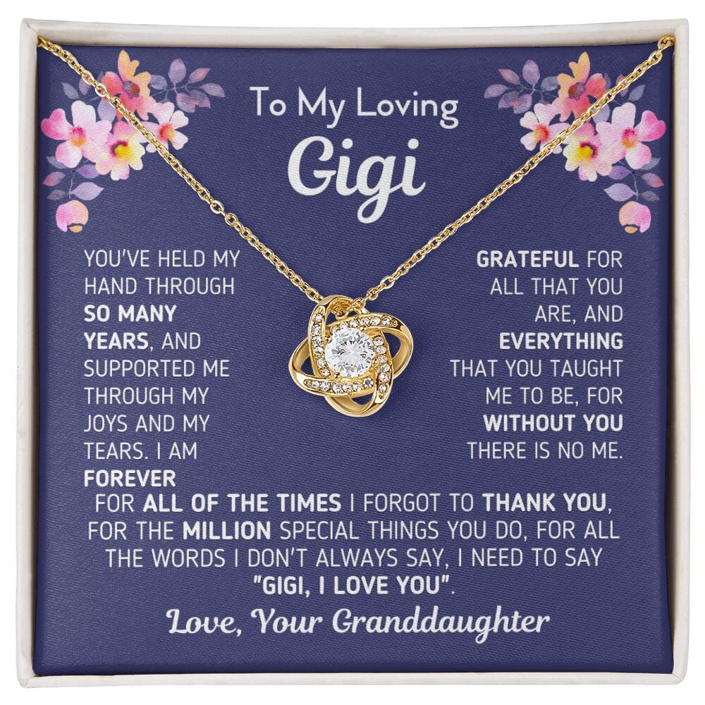 Gift for Gigi From Granddaughter "Without You There Is No Me" Necklace Jewelry 18K Yellow Gold Finish Two-Toned Gift Box