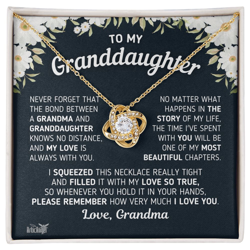 Gift For Granddaughter "The Bond Between a Grandma and Granddaughter" Necklace Jewelry 18K Yellow Gold Finish Two-Toned Gift Box