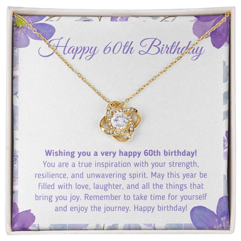 Beautiful "Happy 60th Birthday - You Are A True Inspiration" Knot Necklace Jewelry 18K Yellow Gold Finish Two-Toned Gift Box