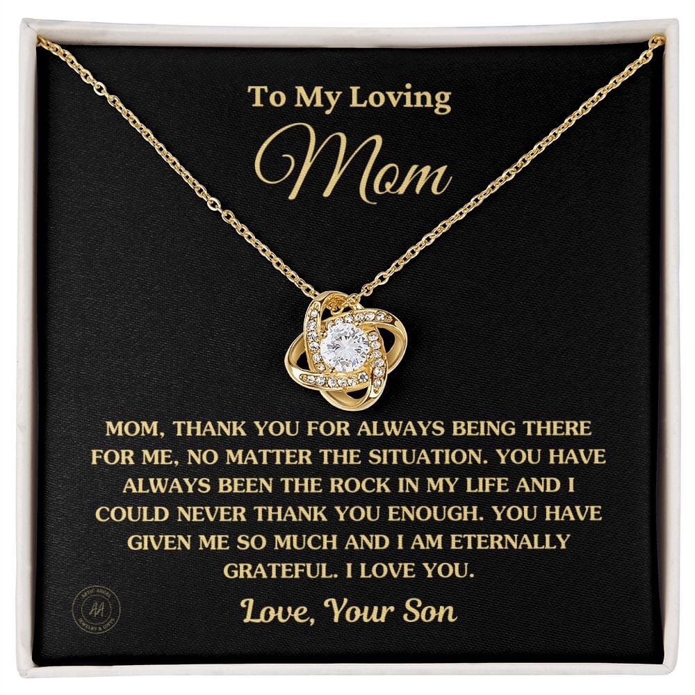 Gift for Mom From Son - "Thank You For Always Being There For Me" Necklace Jewelry 18K Yellow Gold Finish Two-Toned Gift Box