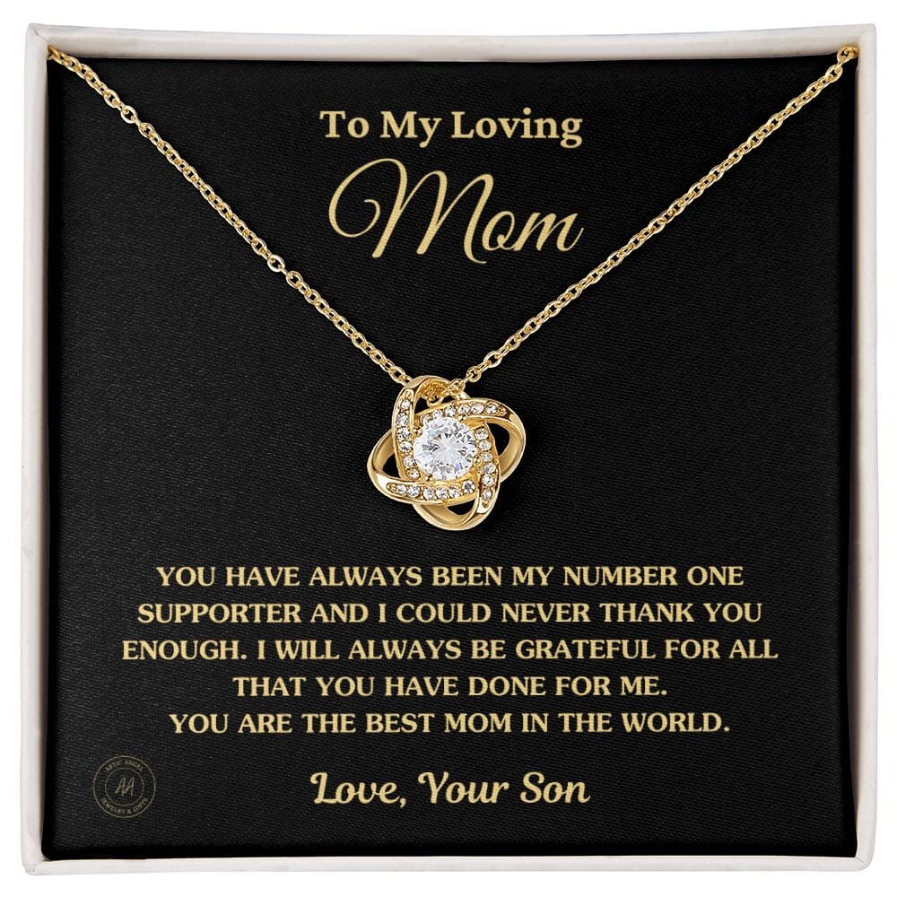 Gift for Mom From Son - "You Are The Best Mom In The World" Necklace Jewelry 18K Yellow Gold Finish Two-Toned Gift Box