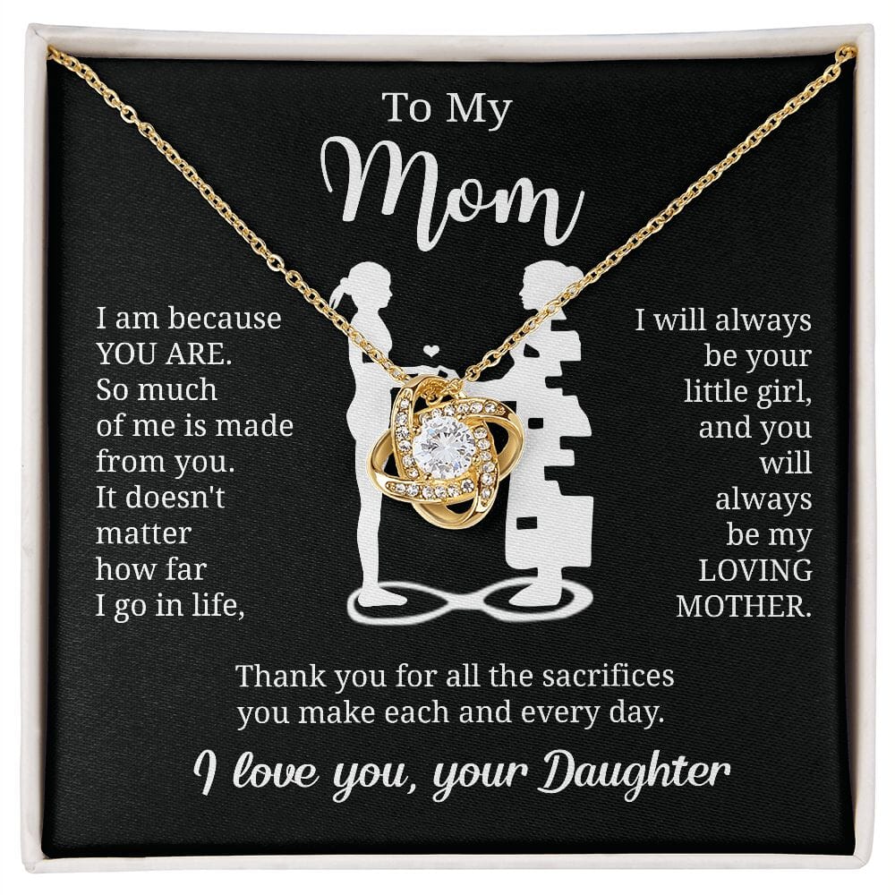 Gift For Mom From Daughter "I Am Because You Are" Necklace Jewelry 18K Yellow Gold Finish Two-Toned Gift Box