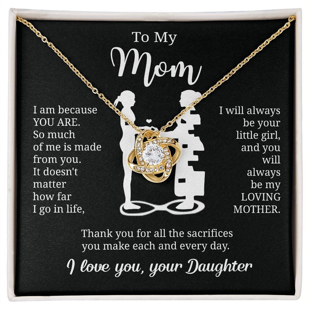 Gift For Mom From Daughter "I Am Because You Are" Necklace Jewelry 18K Yellow Gold Finish Two-Toned Gift Box 