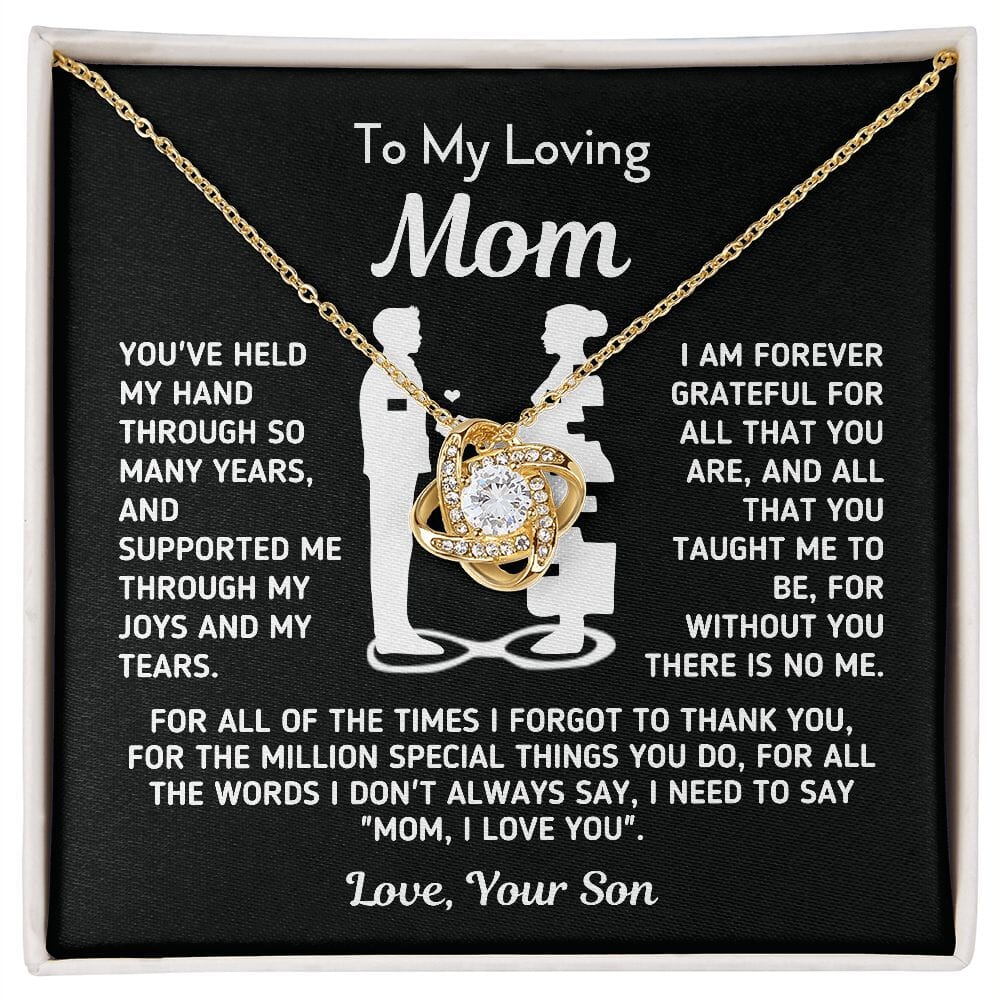 Beautiful Gift for Mom From Son "Without You There Is No Me" Necklace Jewelry 18K Yellow Gold Finish Two-Toned Gift Box 