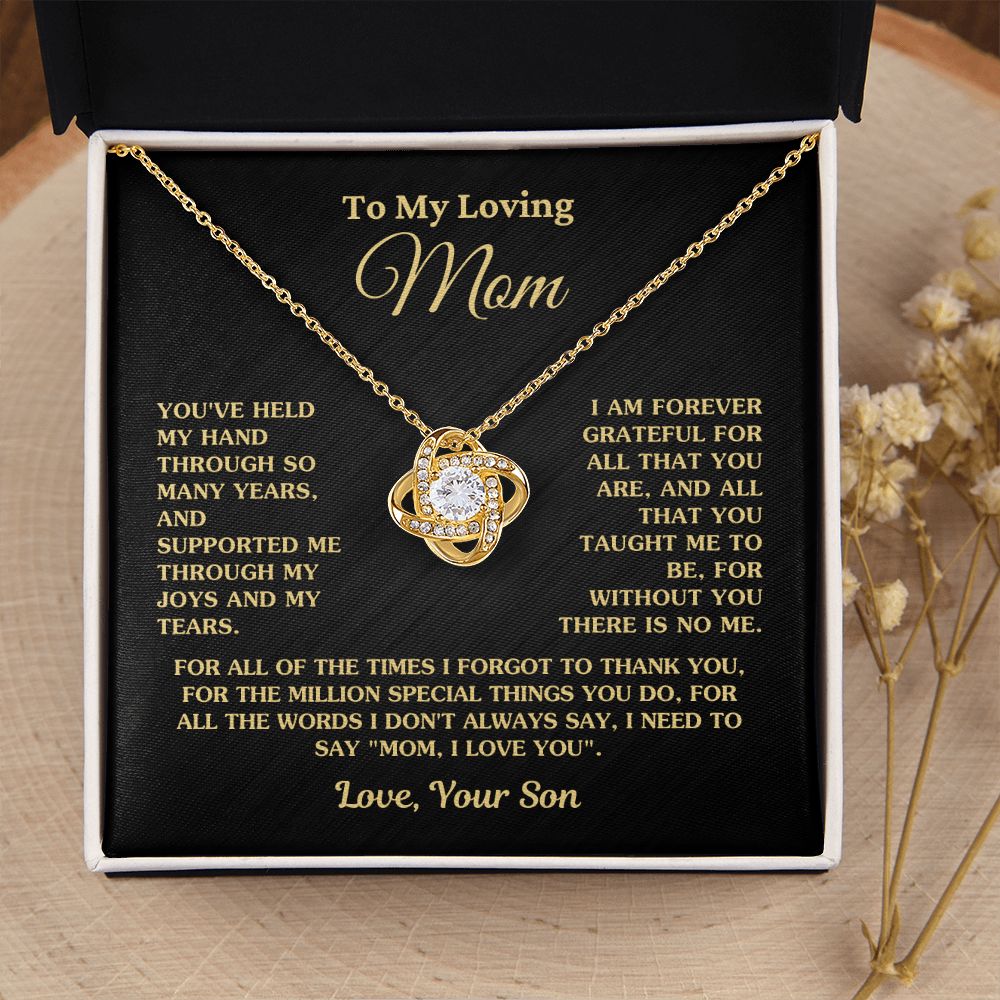 Gift for Mom "Without You There Is No Me" Love Your Son Gold Necklace Jewelry 18K Yellow Gold Finish Two-Toned Gift Box