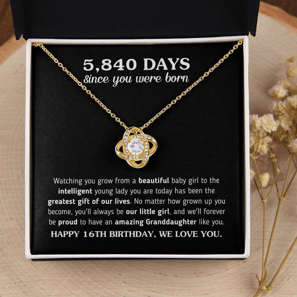 Happy 16th Birthday Gift For Granddaughter From Grandma and Grandpa "5,840 Days Since You Were Born" Necklace Jewelry