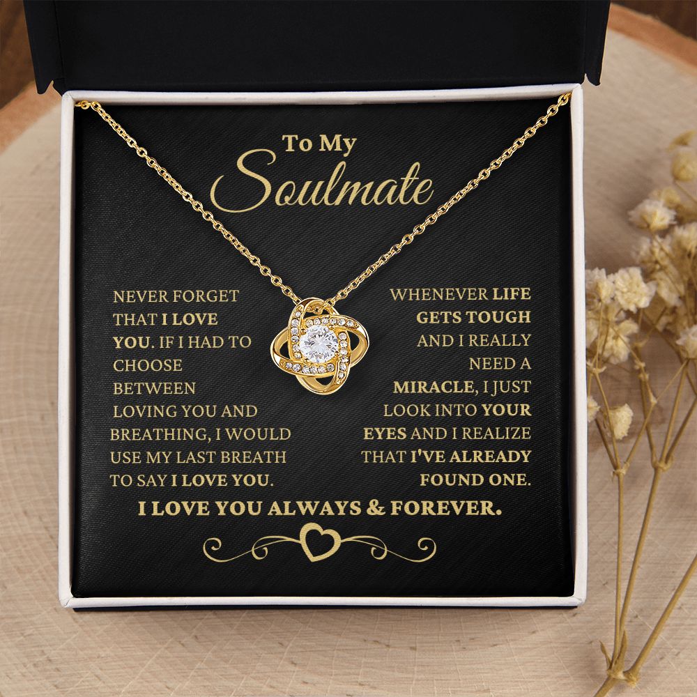 Gift for Soulmate "I Just Look Into Your Eyes" Gold Necklace Jewelry 18K Yellow Gold Finish Two Toned Box 