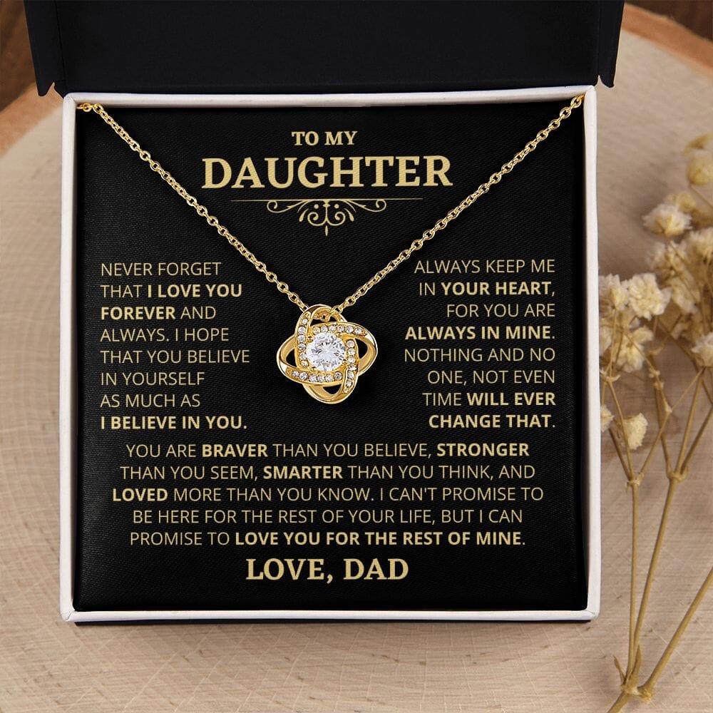 (Almost Sold Out) Gift For Daughter From Dad "Loved More Than You Know" Necklace Jewelry 18K Yellow Gold Finish Two-Toned Gift Box