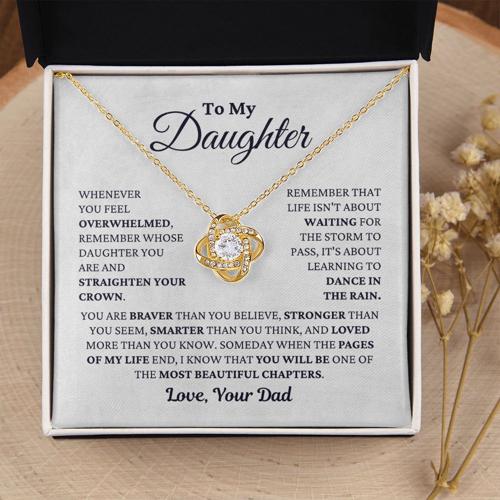 Gift For Daughter From Dad "Most Beautiful Chapters" Necklace Jewelry 18K Yellow Gold Finish Two-Toned Gift Box