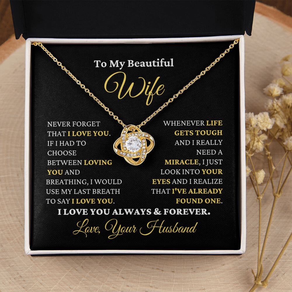 (Almost Sold Out) Gift for Wife "I Just Look Into Your Eyes" Necklace Jewelry 18K Yellow Gold Finish Two Toned Box