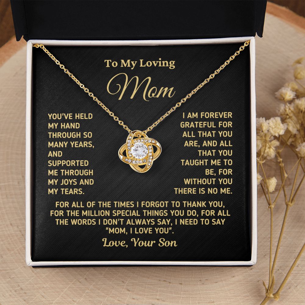 Gift for Mom From Son "Without You There Is No Me" Gold Necklace Jewelry 18K Yellow Gold Finish Two-Toned Gift Box