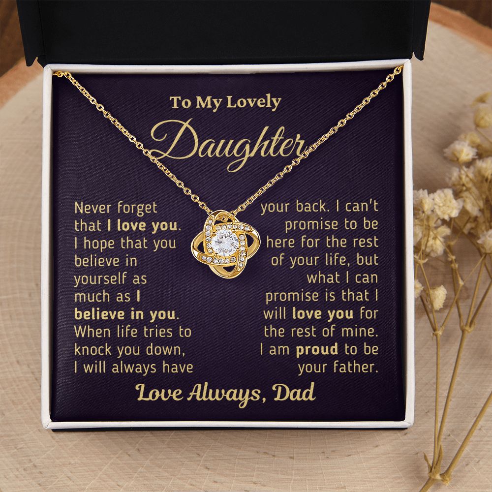 Gift for Daughter "Proud To Be Your Father" Gold Necklace Jewelry 18K Yellow Gold Finish Two-Toned Gift Box