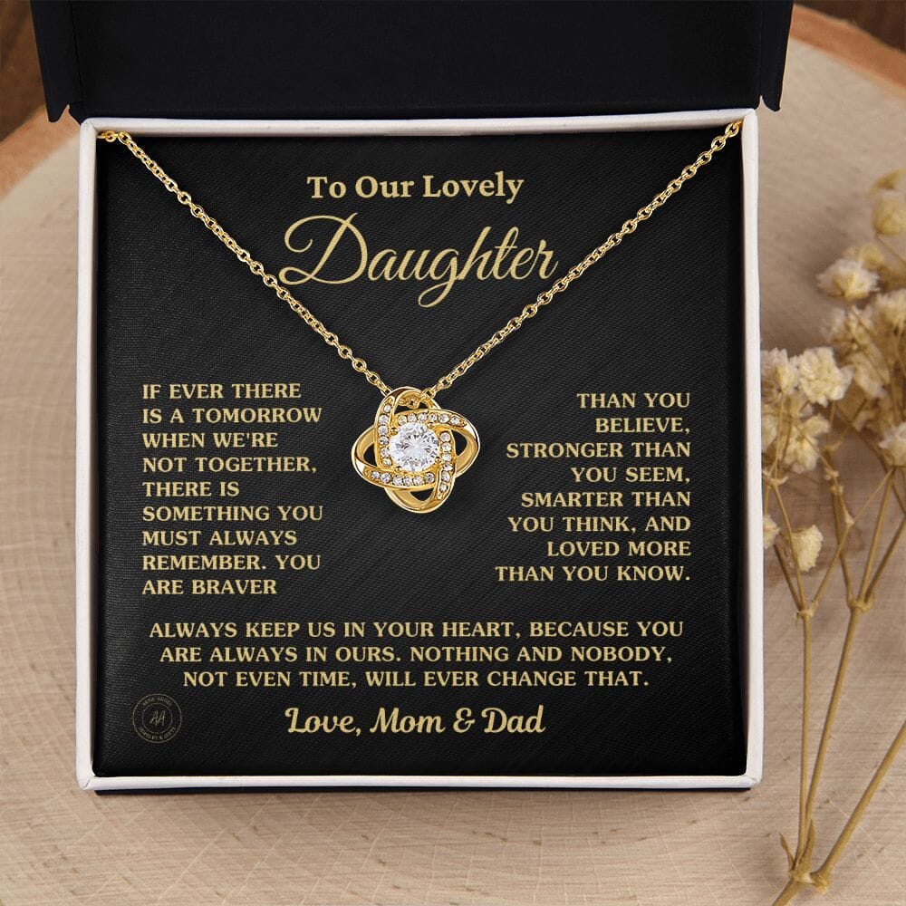 Gift For Daughter "Always Keep Us In Your Heart Love Mom and Dad" Necklace Jewelry 18K Yellow Gold Finish Two-Toned Gift Box