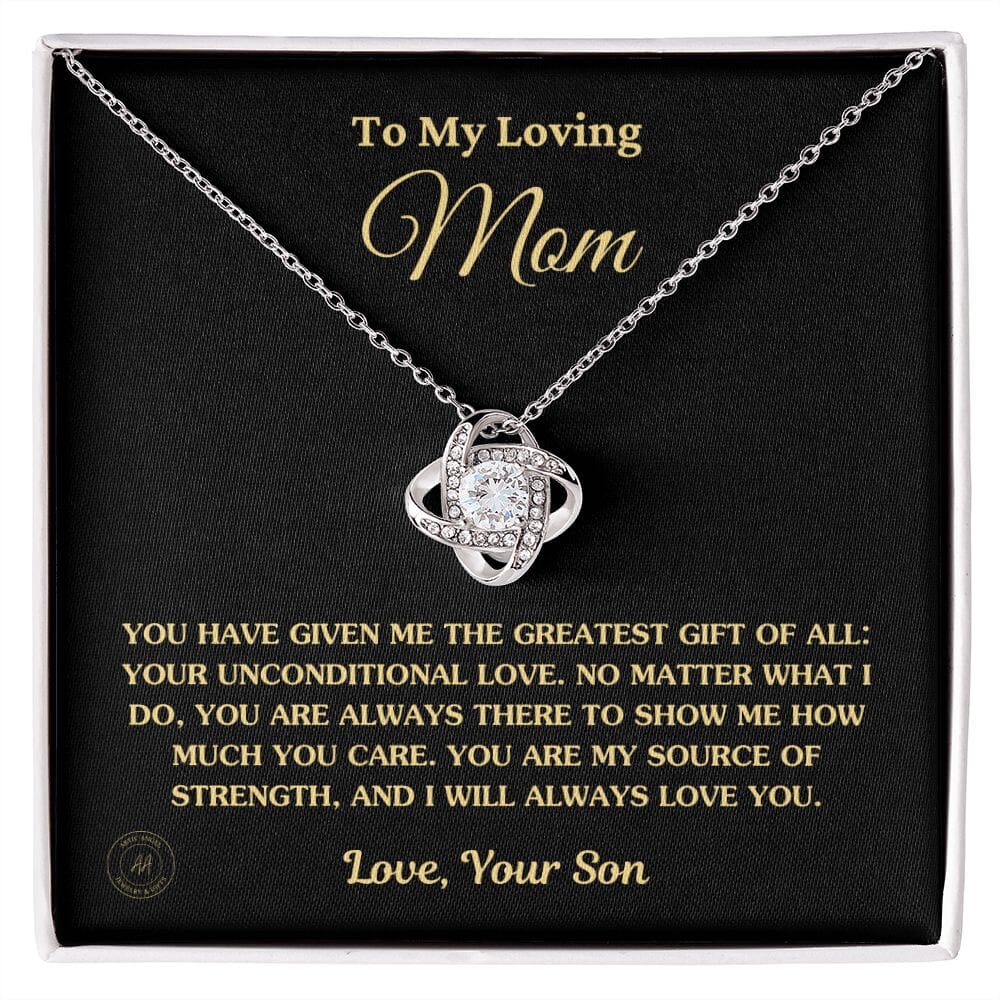 Gift for Mom From Son - "You Have Given Me The Greatest Gift Of All" Necklace Jewelry 14K White Gold Finish Two-Toned Gift Box