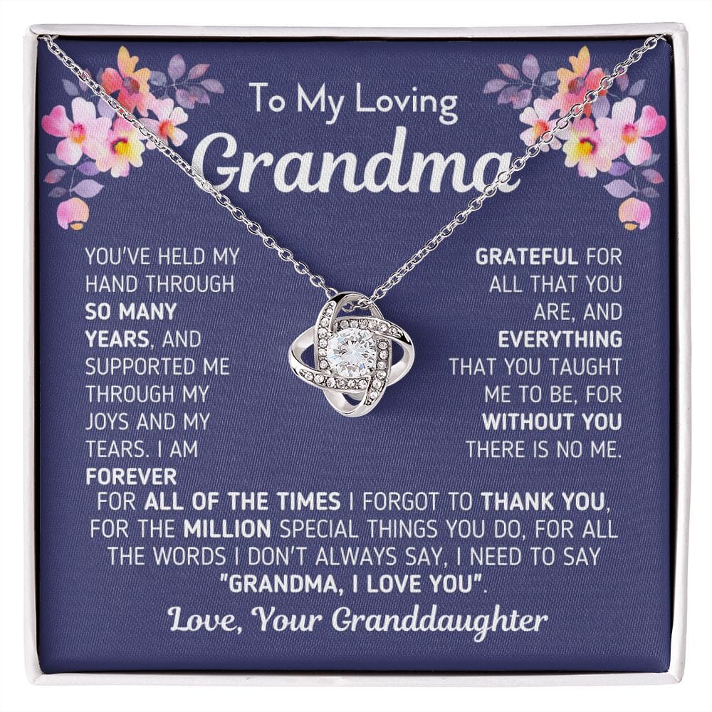 Gift for Grandma From Granddaughter "Without You There Is No Me" Necklace Jewelry 14K White Gold Finish Two-Toned Gift Box