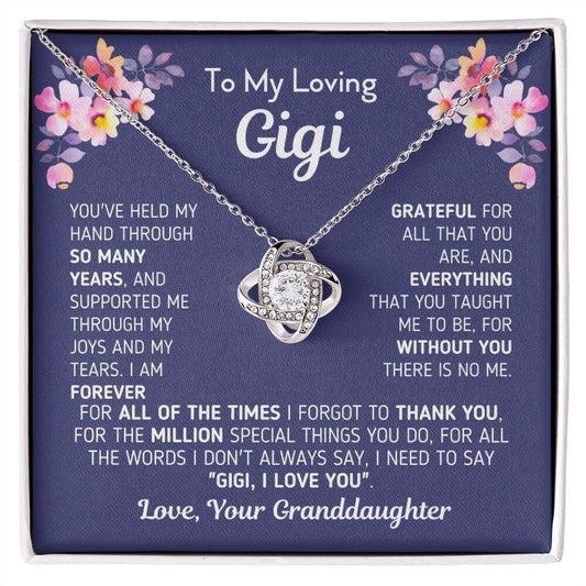 Gift for Gigi From Granddaughter "Without You There Is No Me" Necklace Jewelry 14K White Gold Finish Two-Toned Gift Box