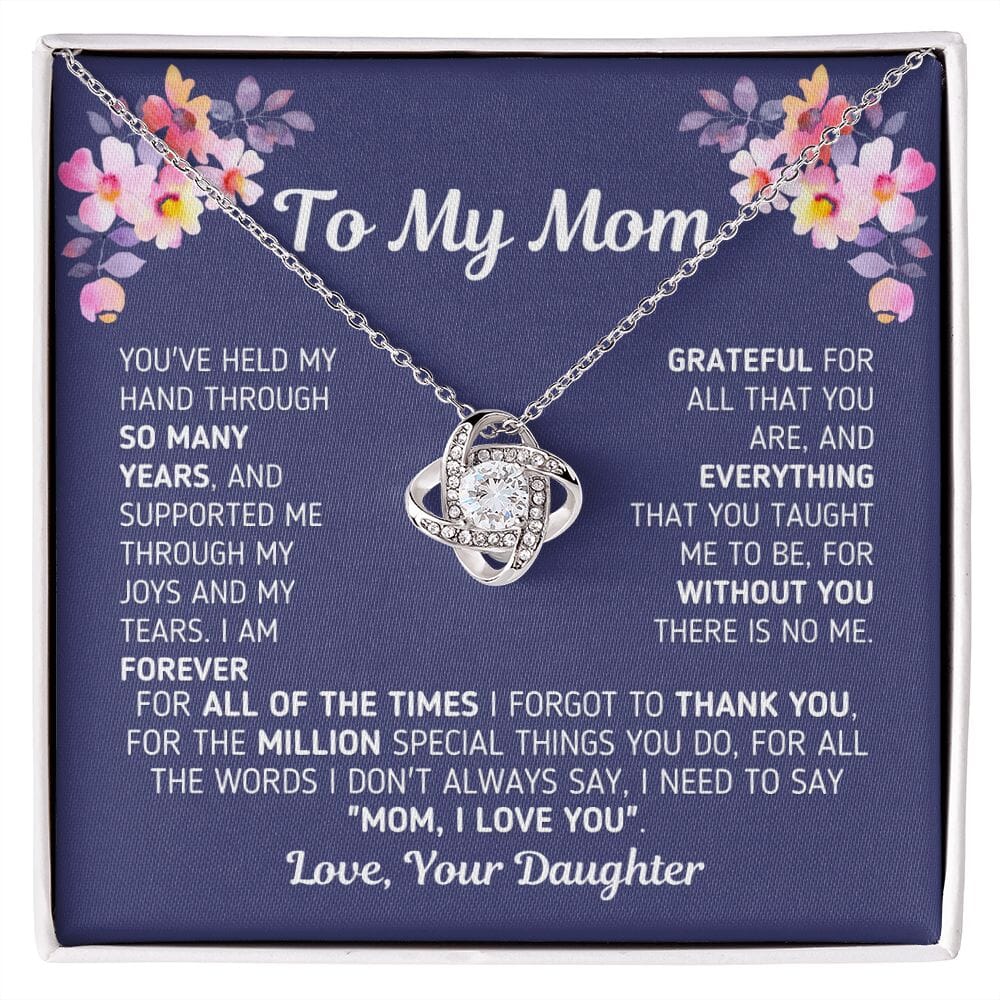Beautiful Gift for Mom From Daughter "Without You There Is No Me" Necklace Jewelry 14K White Gold Finish Two-Toned Gift Box