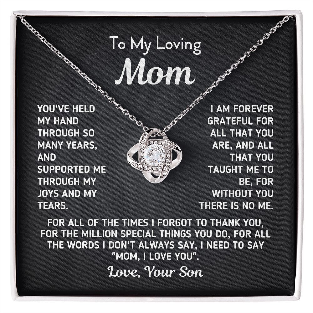 Mom Gift, from Son, Thank You 14K White Gold Finish / Luxury Box