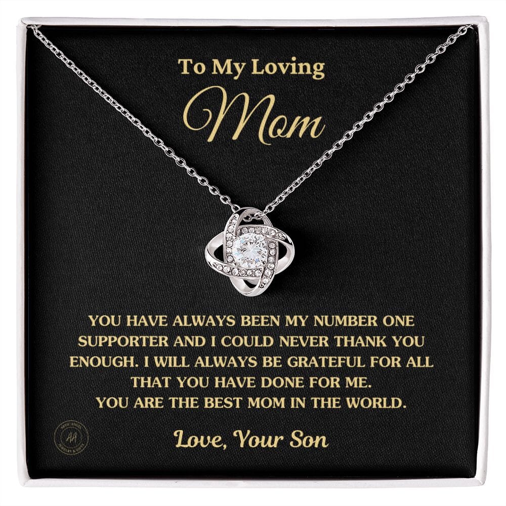Gift for Mom From Son - "You Are The Best Mom In The World" Necklace Jewelry 14K White Gold Finish Two-Toned Gift Box