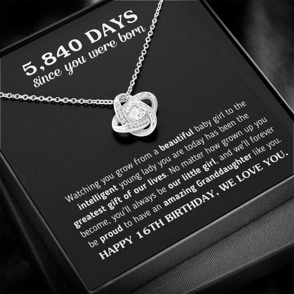 Happy 16th Birthday Gift For Granddaughter From Grandma and Grandpa "5,840 Days Since You Were Born" Necklace Jewelry