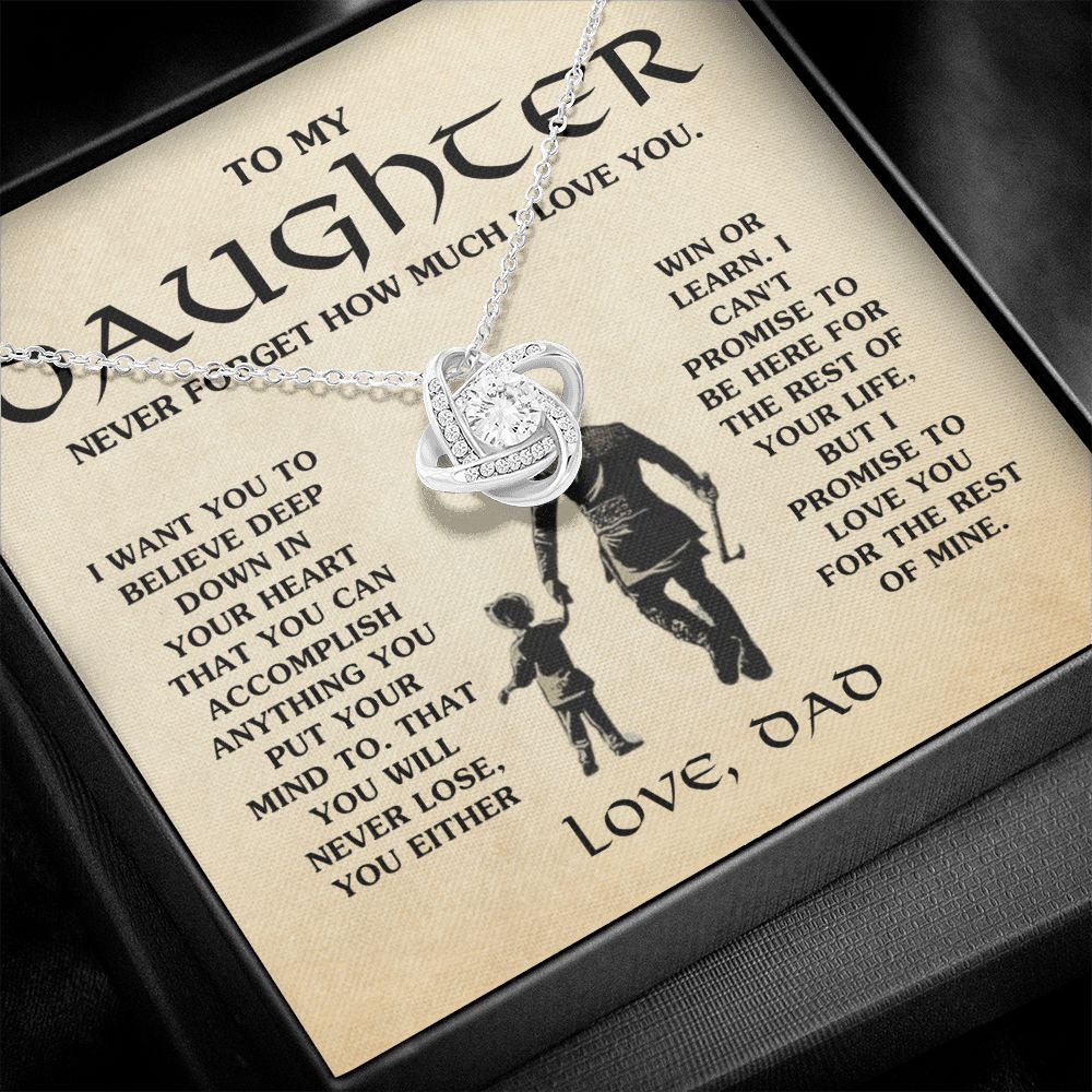 Gift for Daughter "Love You For The Rest Of Mine" Warrior Necklace Jewelry 14K White Gold Finish Two-Toned Gift Box