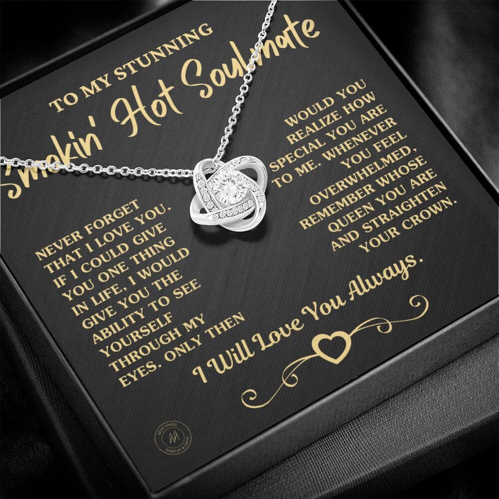 Gift For Soulmate "Remember Whose Queen You Are" Necklace Jewelry 14K White Gold Finish Two-Toned Gift Box