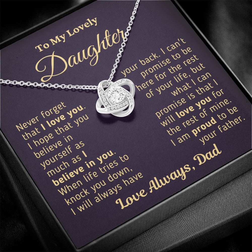 Gift for Daughter "Proud To Be Your Father" Gold Necklace Jewelry 14K White Gold Finish Two-Toned Gift Box