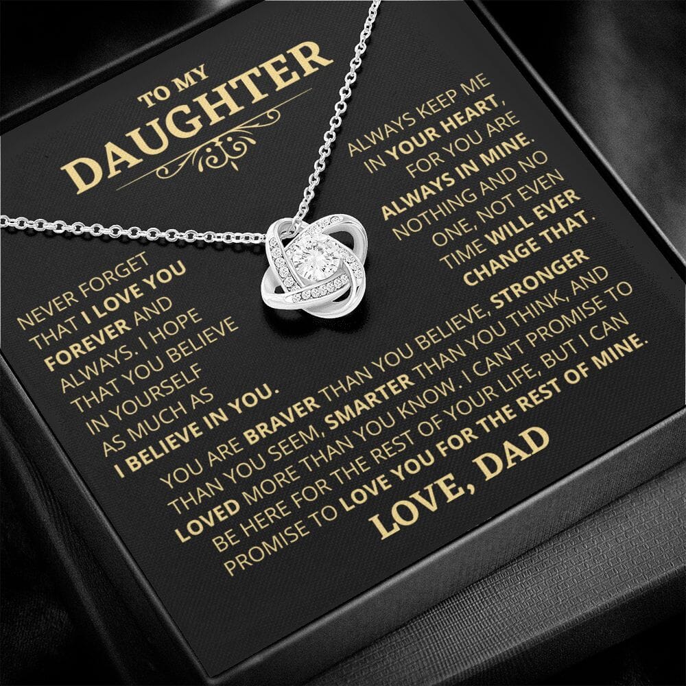 (Almost Sold Out) Gift For Daughter From Dad "Loved More Than You Know" Necklace Jewelry 14K White Gold Finish Two-Toned Gift Box