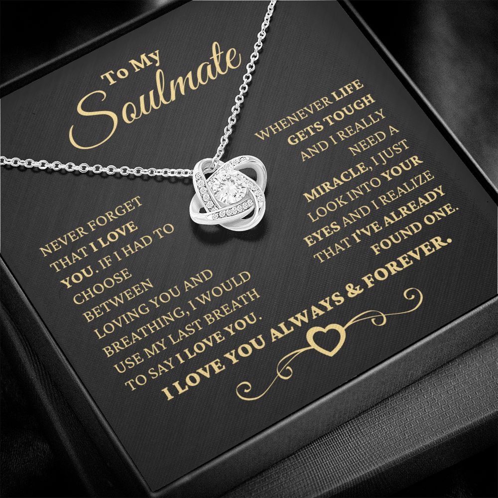 Gift for Soulmate "I Just Look Into Your Eyes" Gold Necklace Jewelry 14K White Gold Finish Two Toned Box