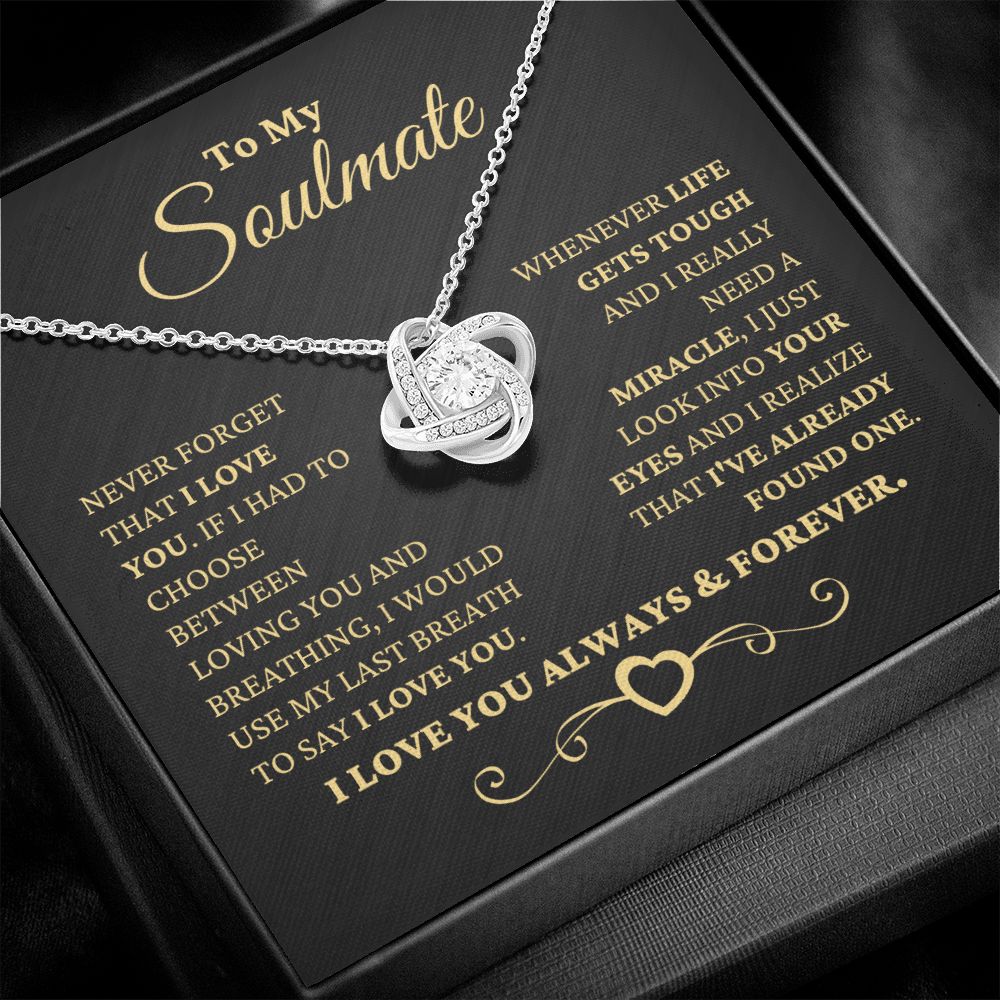 Gift for Soulmate "I Just Look Into Your Eyes" Gold Necklace Jewelry 14K White Gold Finish Two Toned Box 