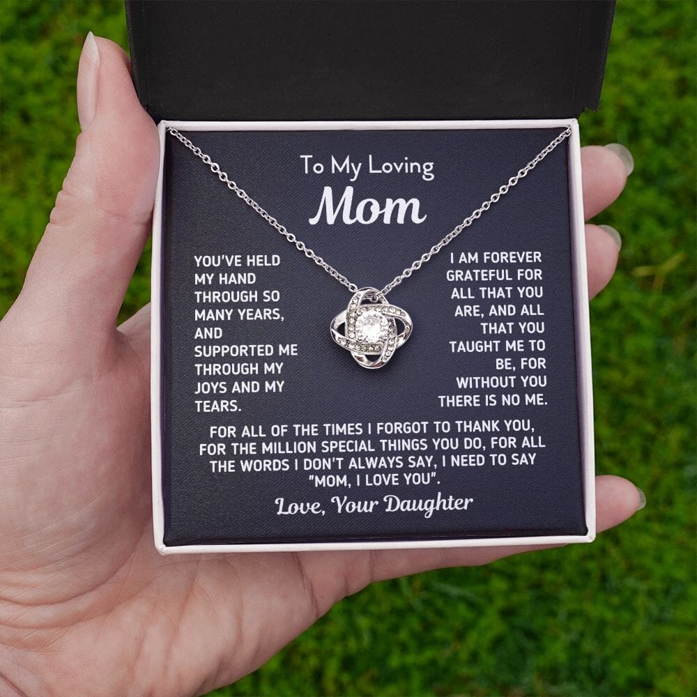 Gift for Mom From Daughter "Without You There Is No Me" Knot Necklace Jewelry