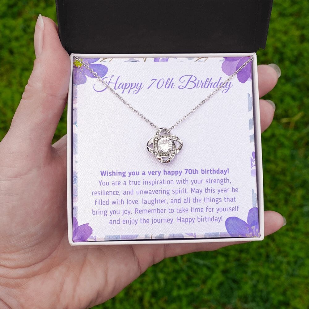 Beautiful "Happy 70th Birthday - You Are A True Inspiration" Knot Necklace Jewelry