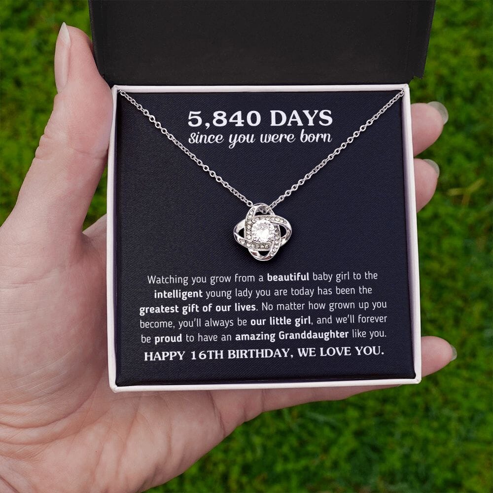 Happy 16th Birthday Gift For Granddaughter From Grandma and Grandpa "5,840 Days Since You Were Born" Necklace Jewelry