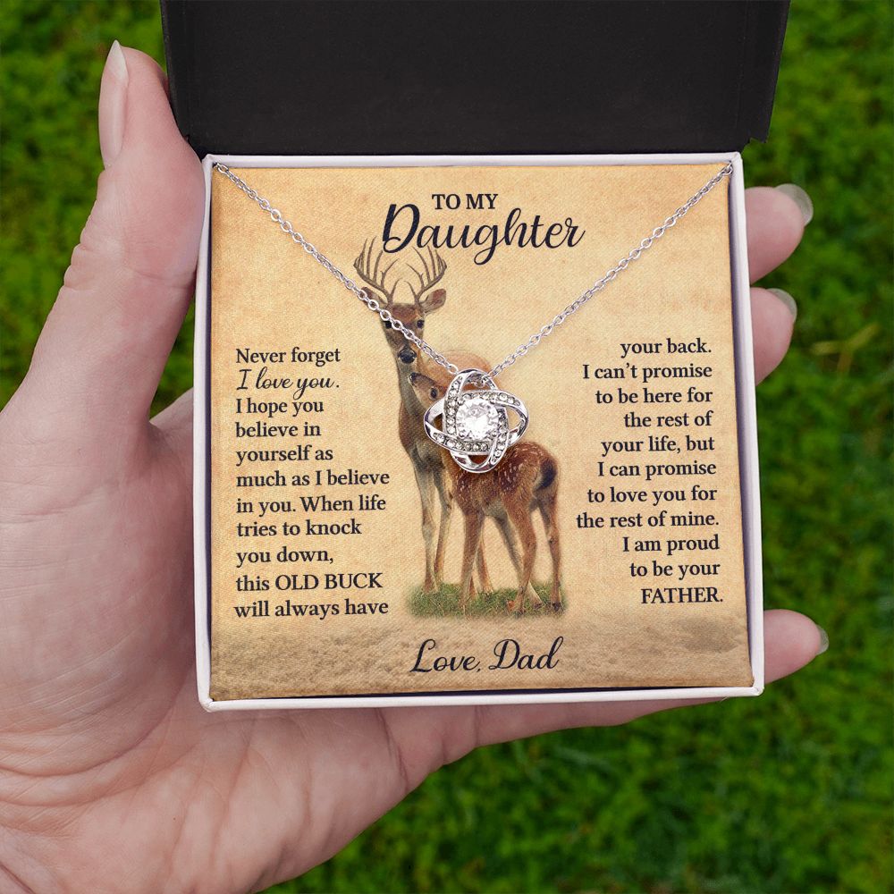 Gift For Daughter "Never Forget I Love You" Love Dad Necklace (Deer) Jewelry