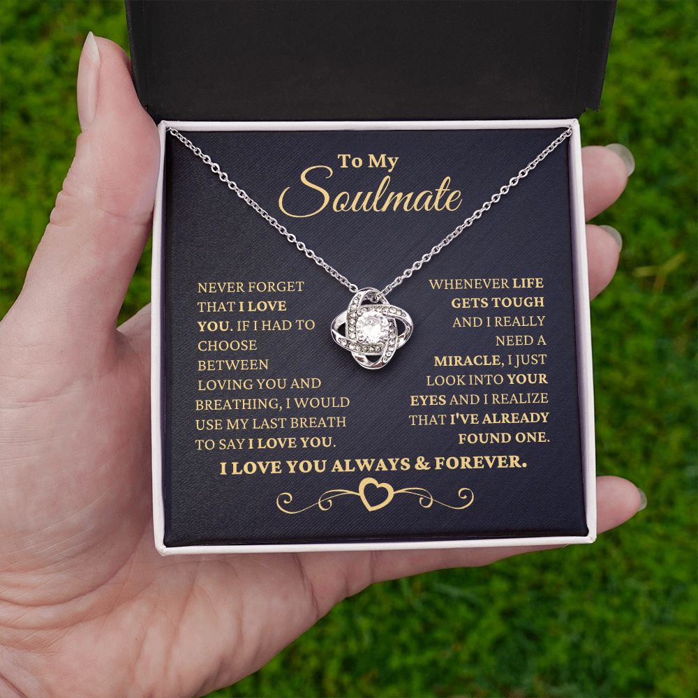 Gift for Soulmate "I Just Look Into Your Eyes" Gold Necklace Jewelry