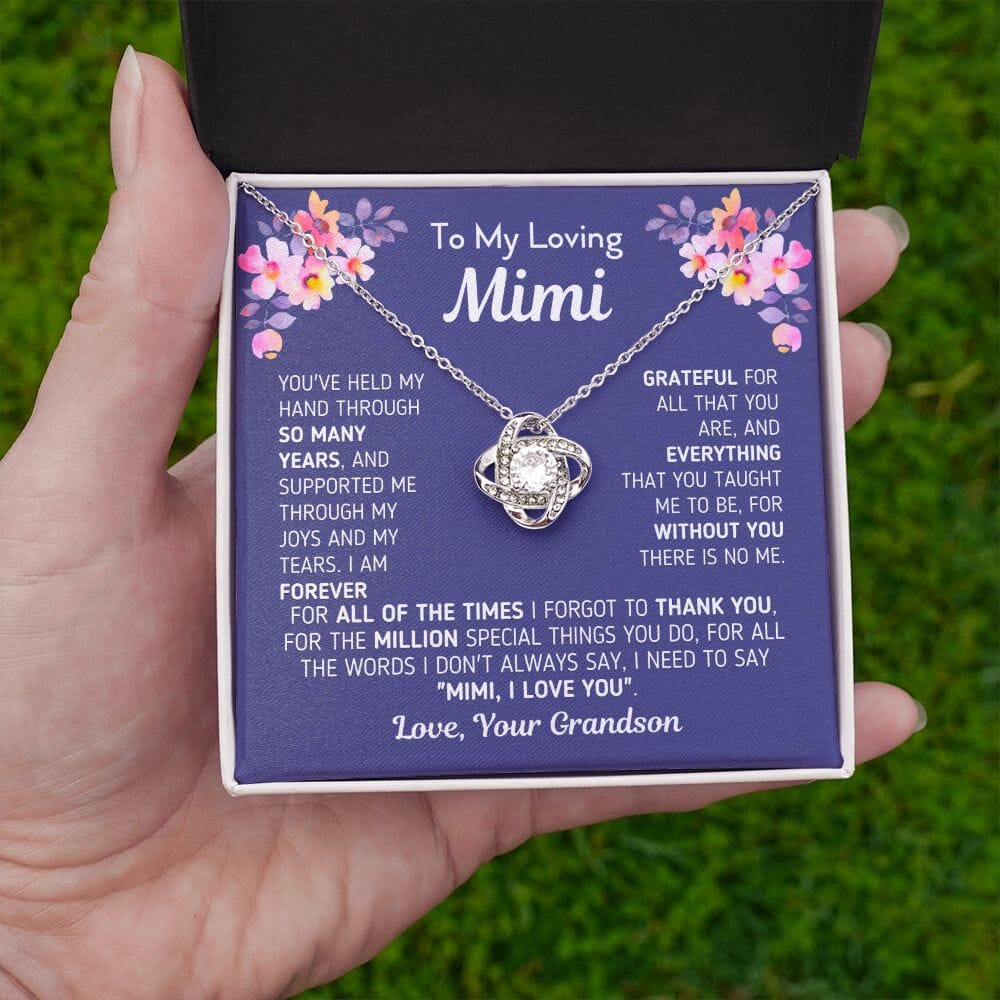 Gift for Mimi From Grandson "Without You There Is No Me" Knot Necklace Jewelry