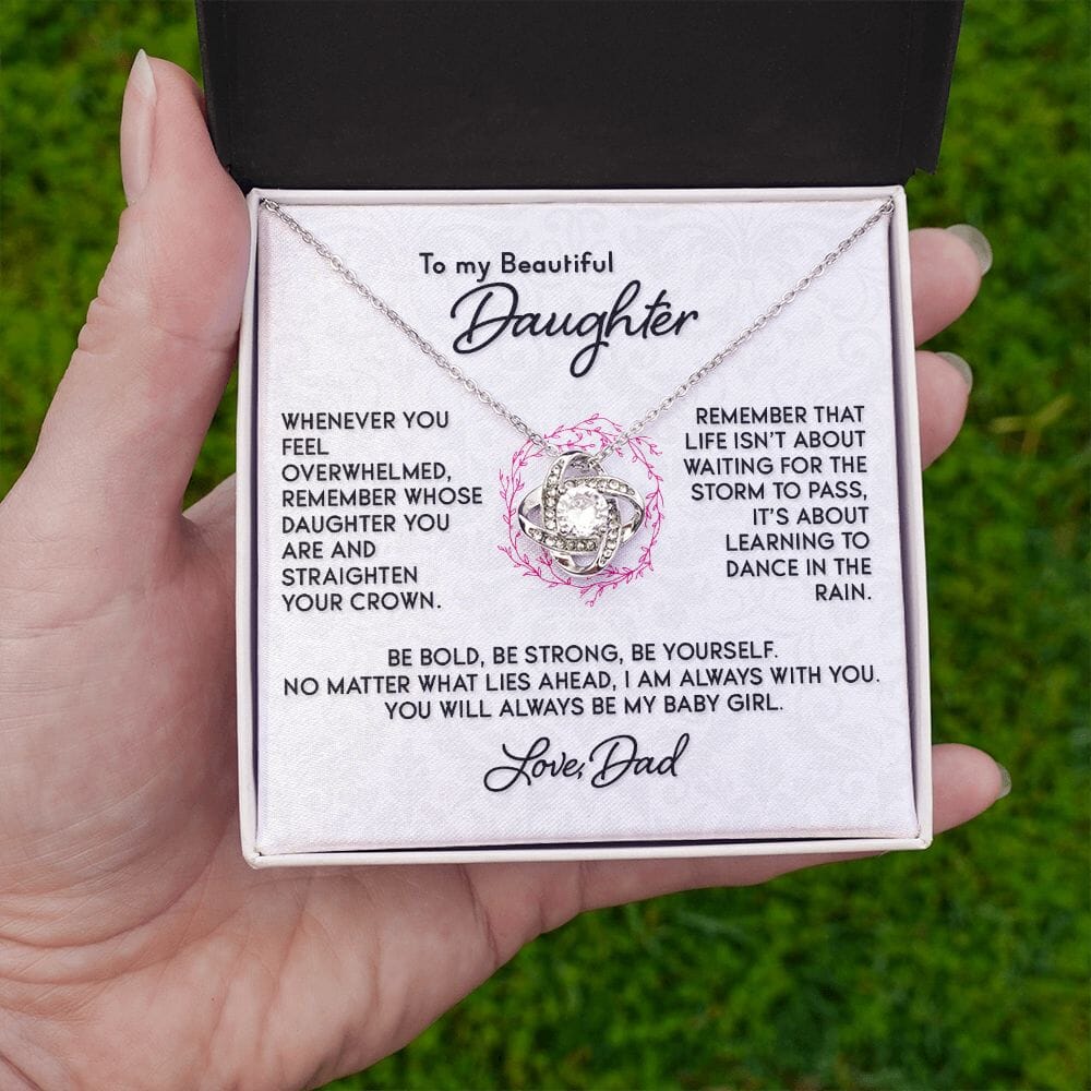 Gift for Daughter "Learning To Dance In The Rain" Love Dad Necklace Jewelry