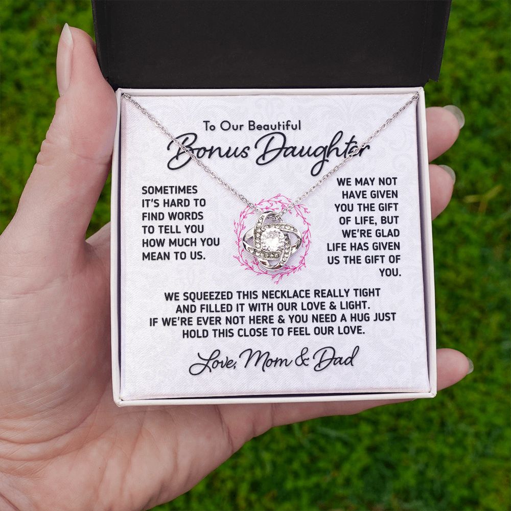 Gift for Bonus Daughter "Gift Of You" Necklace From Mom and Dad Jewelry
