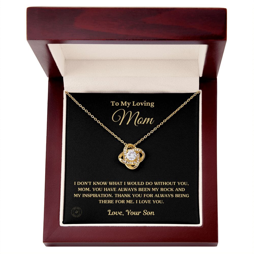 Gift for Mom From Son - "I Don't Know What I Would Do Without You" Necklace Jewelry 18K Yellow Gold Finish Mahogany Style Luxury Box (w/LED)