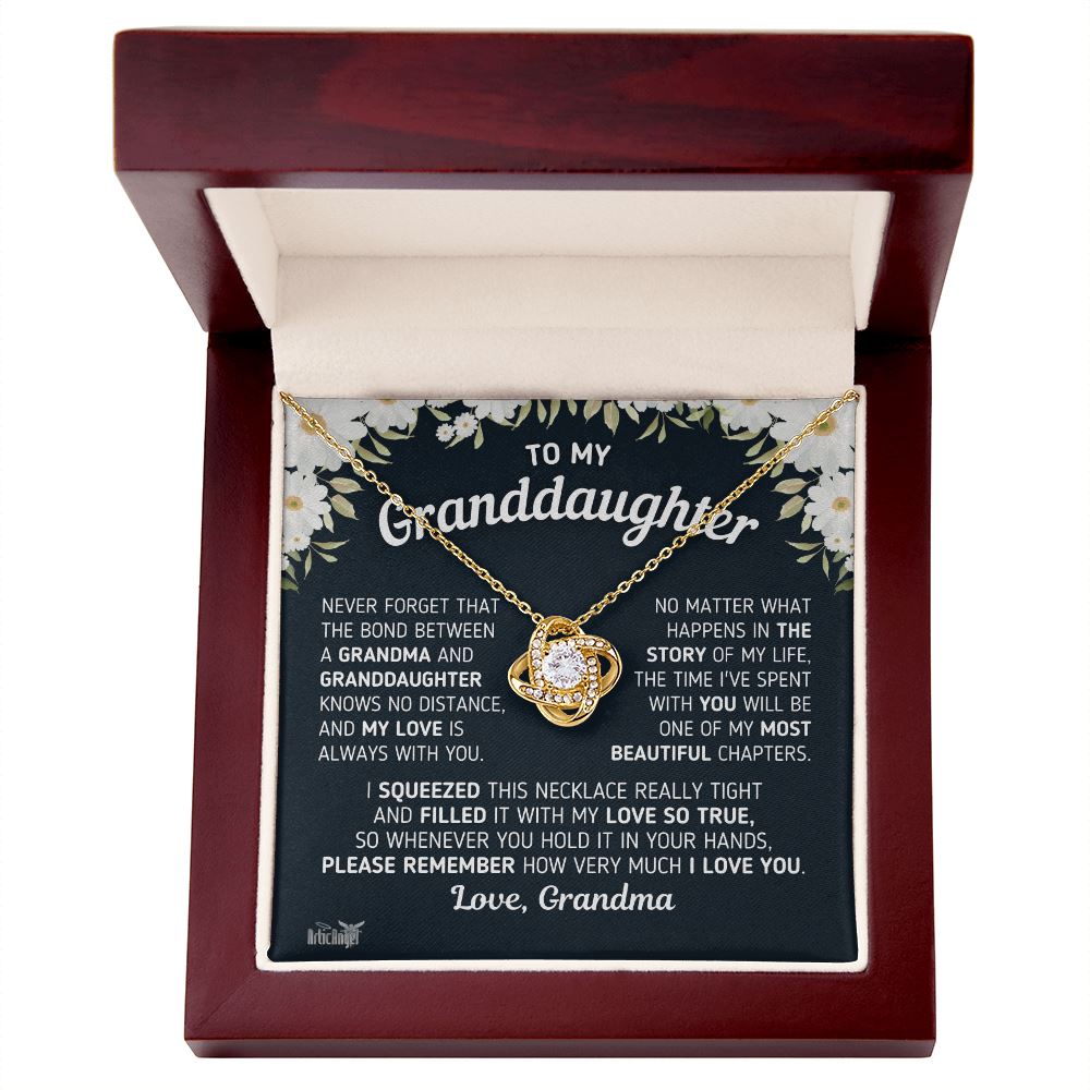 Gift For Granddaughter "The Bond Between a Grandma and Granddaughter" Necklace Jewelry 18K Yellow Gold Finish Mahogany Style Luxury Box (w/LED)